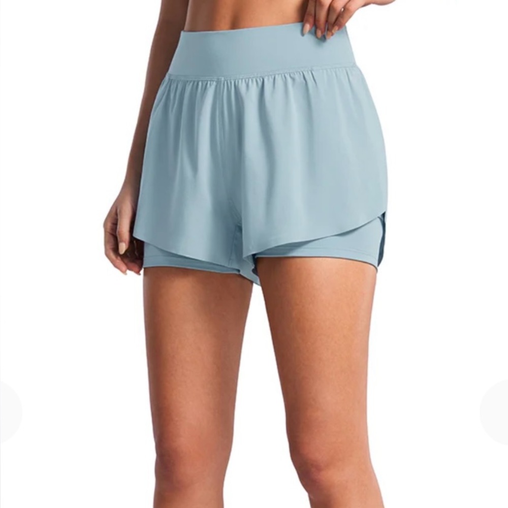CRZ YOGA Blue Athletic Shorts Lightweight Moisture-Wicking